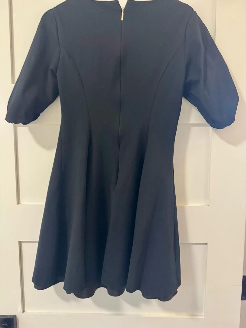 kate spade Black Puff-Sleeve Fit & Flare Midi Dress